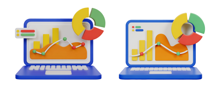 Data Analysis on Laptops Colorful Charts and Graphs Business Analytics