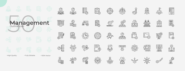 Management Line Editable Icons set. Vector illustration in modern thin line style of Management icons: planning, training, organisation, etc