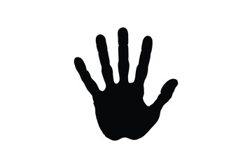 Obraz premium A black silhouette of an open right hand with fingers spread apart on white background