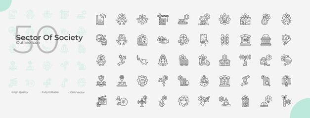 Sector Of Society Line Editable Icons set. Vector illustration in modern thin line style of Sector Of Society icons: society, infrastructure, energy, etc
