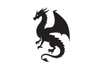 Silhouette of a majestic dragon with wings spread