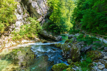 The beautiful Vintgar Gorge near Bled in Slovenia, Europe
