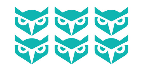 Teal owl icon set isolated on white background a collection of modern bird symbols for logo design, graphic elements, and creative projects with a touch of nature and wisdom