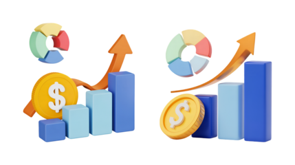 Financial Growth Charts Upward Trend Dollar Coins