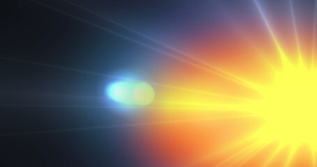 Afternoon overhead sun flare realistic light transition on black bg. Light leak lens shining bright soft vintage retro look. High speed grunge speed glowing effect. Cinematic film burn overlay.