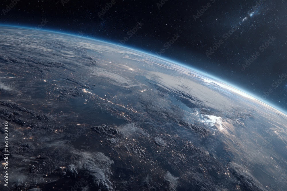Poster exploring distant planets and galaxies in a realistic science fiction space environment with vivid d