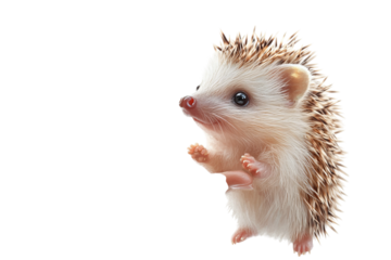 Cute hedgehog standing on its hind legs, showcasing its spiky fur and endearing facial features.