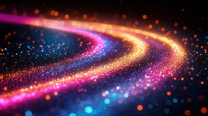 Two swirling, glowing trails of sparkling particles in vibrant colors