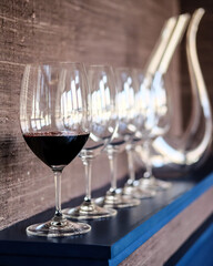 An Exquisite and Elegant Display Featuring Wine Glasses Alongside a