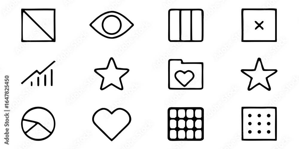 Poster a comprehensive set of essential user interface icons isolated on white background, perfect for web 