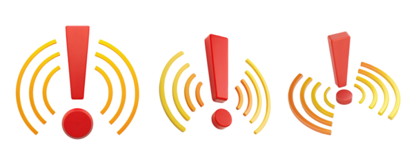 Warning Alert Signal Icons Red Yellow 3D Render