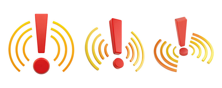Warning Alert Signal Icons Red Yellow 3D Render