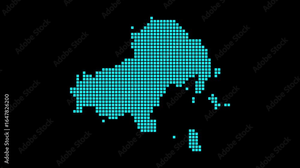 Poster skiathos digital map. map of skiathos in dotted style. shape of the island filled with rectangles. a