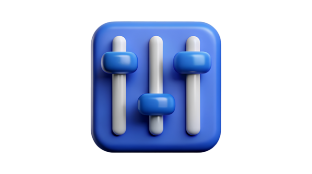 3D Blue Control Panel Sliders App Icon
