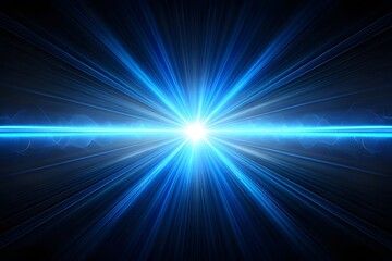 Obraz premium A brilliant blue starburst of light explodes outwards, creating a dynamic and energetic abstract background with radiating beams and a powerful central glow