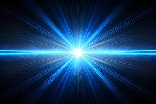 A brilliant blue starburst of light explodes outwards, creating a dynamic and energetic abstract background with radiating beams and a powerful central glow - Powered by Adobe