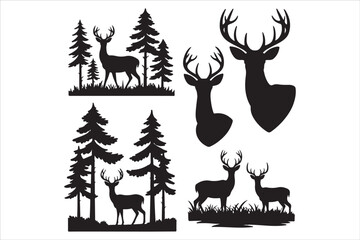 Deer Hunting Scene EPS | Dad and Son Hunting Silhouette | Hunter with Dog Vector File