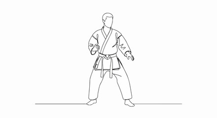 Karate Stance Line Art Illustration of Martial Arts Practitioner