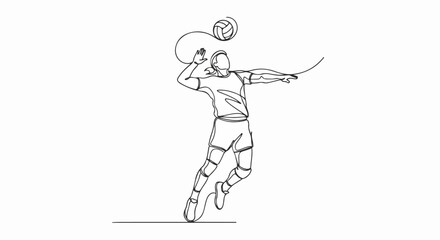 Fototapeta premium Volleyball Player Serving Ball in Continuous Line Art