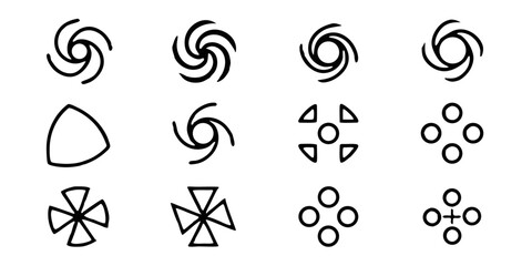 Collection of abstract swirl shapes isolated on white background for creative design projects, offering versatile graphic elements to enhance visual appeal and add a touch of modernity