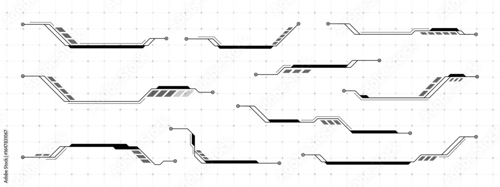 Poster set of modern hud vector background elements with a flat design. interface dashboard for futuristic 