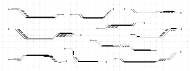 Set of modern hud vector background elements with a flat design. Interface dashboard for futuristic digital displays or gaming.