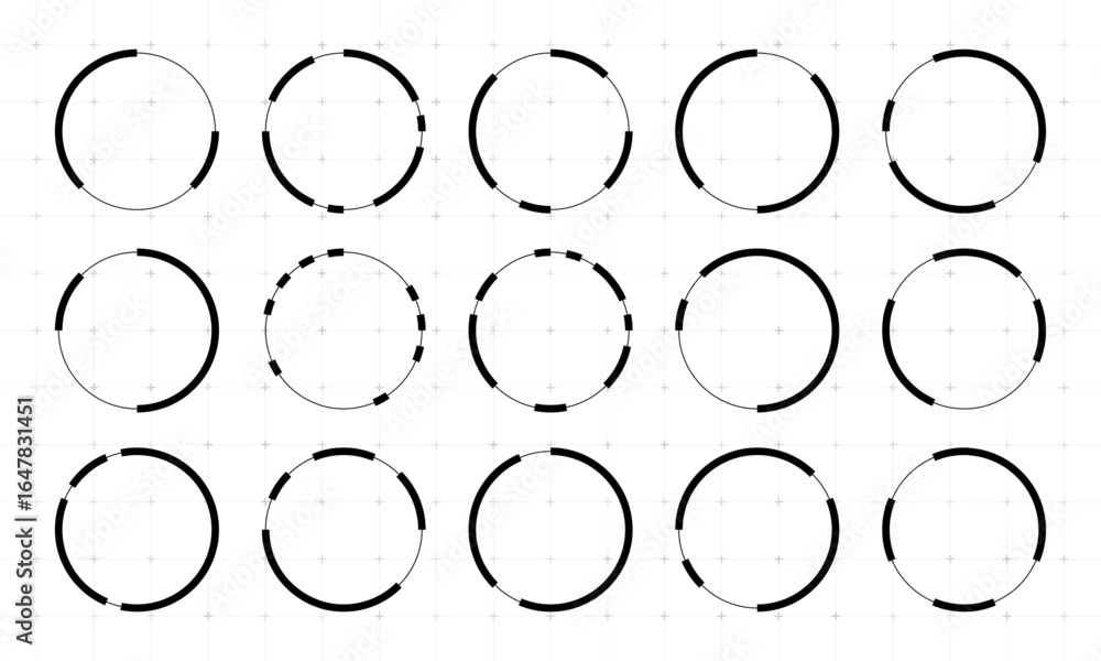 Poster set of black hud circles. holographic user interface elements for futuristic display. digital data v