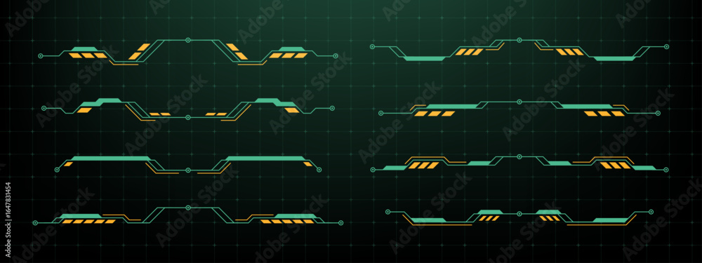 Poster head-up display vector elements set for futuristic interface. abstract hud ui graphic callouts for d