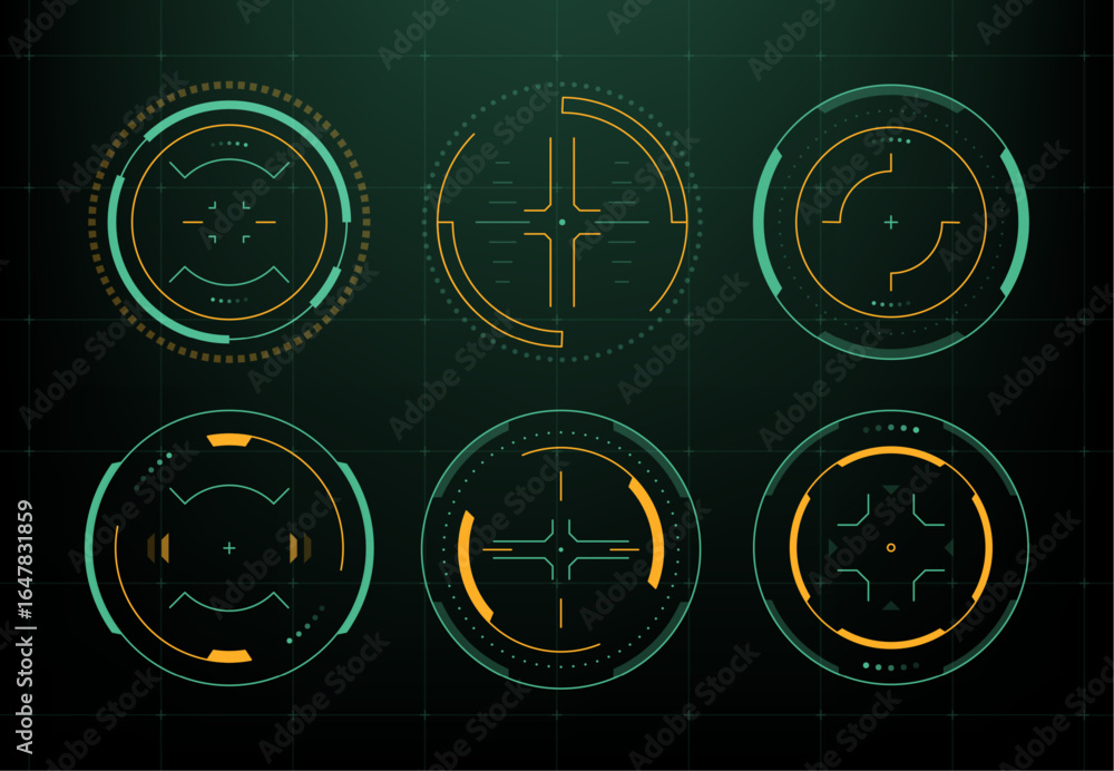 Poster set of diverse vector hud elements. user interface concept for game design. futuristic display graph