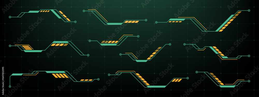 Aufkleber set of modern hud vector graphics elements. user futuristic interface concept design. abstract digit