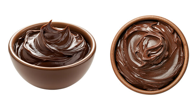 Set of chocolate spread in a bowl isolated on transparent background