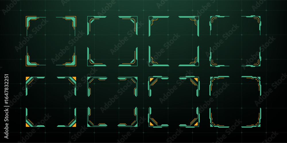Aufkleber a set of hud vector graphics frames. futuristic screen elements and interfaces. digital technology a
