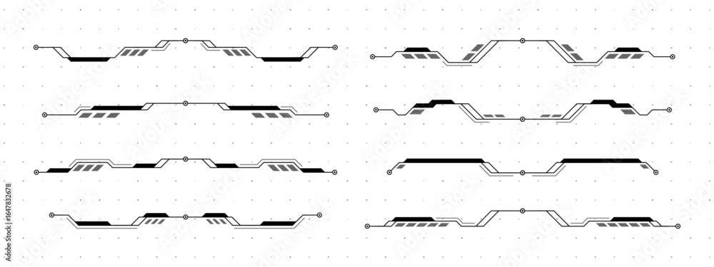Poster head up display vector graphic interface elements set. minimalist hud futuristic design with digital