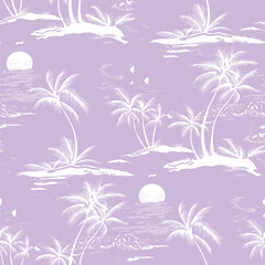 Obraz premium Summer holidays - vector.Coconut palm tree.Ocean and Blue Sky 