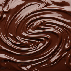 A rich and luxurious background image of a smooth, glossy surface of melted dark chocolate copy