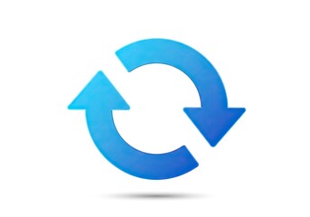 Blue circular arrows indicating refresh or reload isolated on white background