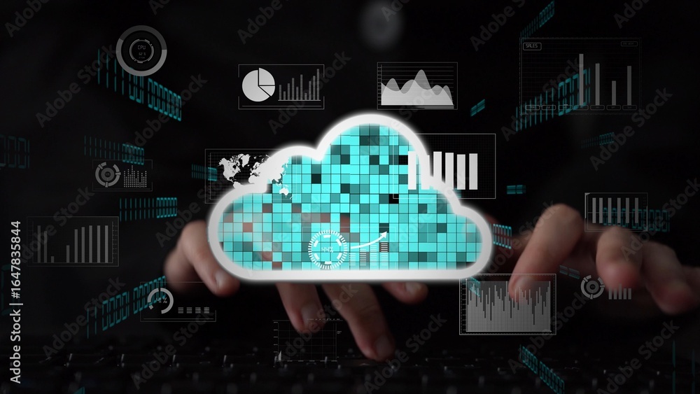 Poster cloud computing, cloud strategy, and cloud technology transforming digital infrastructure with scala