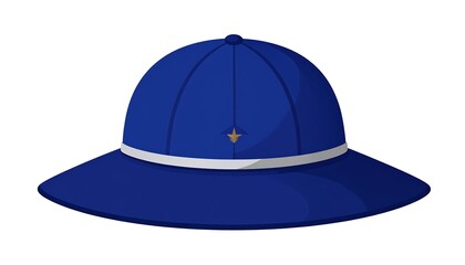 Fototapeta premium Blue safari hat, cartoon style