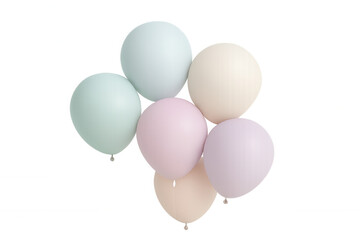 Pastel balloons hovering weightlessly against transparent backdrop, enhancing celebratory graphics and festive visual compositions