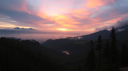 Fototapeta premium sunset over the mountains