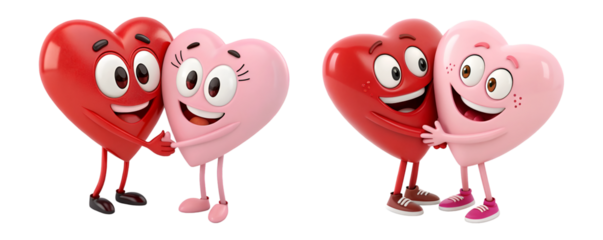 Happy Heart Characters Embracing Love Romance Valentine's Day