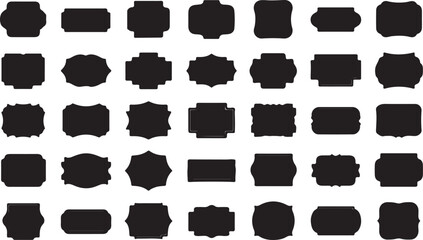 Assortment of black ornamental frames and labels with varied shapes border decorative