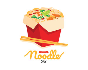 National Noodle Day on 06 October Banner Background. Horizontal Banner Template Design. Vector Illustration