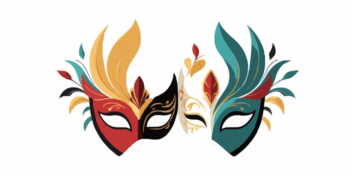Masquerade vector icon on white background. Comic and tragic mask icon