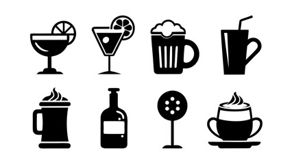 drinks silhouette vector set,drinks icon set