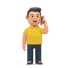 Man talking on the cellphone illustration in 3D Cartoon style, White Background