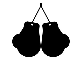 hanging Boxing gloves  black silhouette vector,Boxing gloves icon