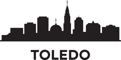 Fototapeta premium Toledo Skyline Silhouette Vector on White Background