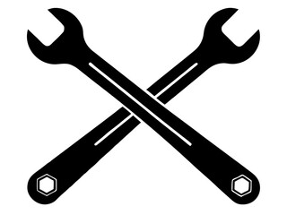 two crossed wrench silhouette vector,wrench icon,wrench  icon