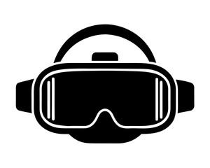 virtual reality headset black silhouette vector illustration